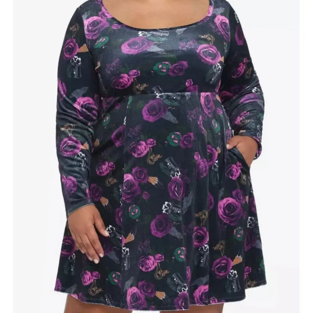 Hot Topic Disney Villains Floral Icons Dress 3X